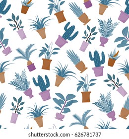 House plant seamless pattern. Vector.