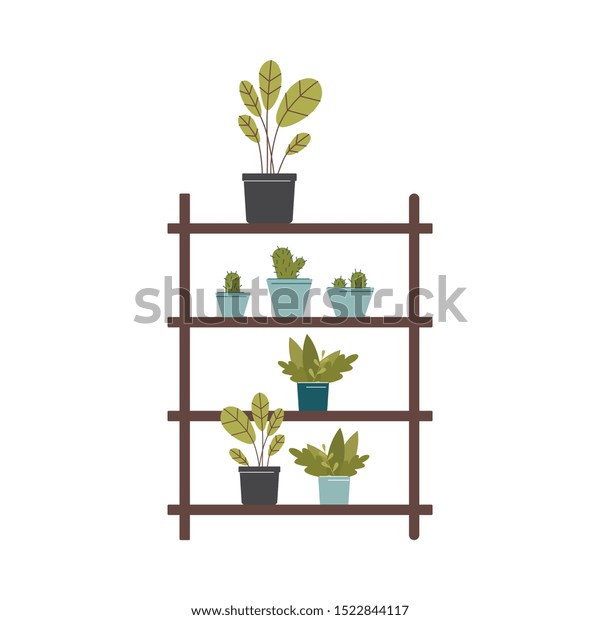 House Plant Shelf Multiple Shelves Filled Stock Vector Royalty Free 1522844117
