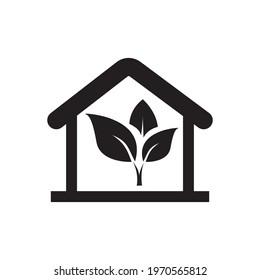 House with plant simple vector illustration suitable for greenhouse icon isolated on white background