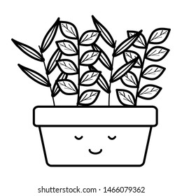house plant in square ceramic pot kawaii character