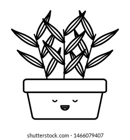 house plant in square ceramic pot kawaii character