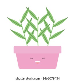 house plant in square ceramic pot kawaii character