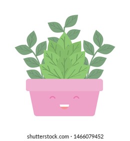 house plant in square ceramic pot kawaii character