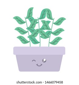 house plant in square ceramic pot kawaii character