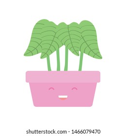 house plant in square ceramic pot kawaii character