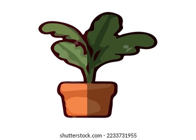 sımple house plant vector colored