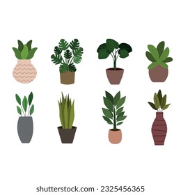 House Plants. Different Plants Icon Set Vector Design.