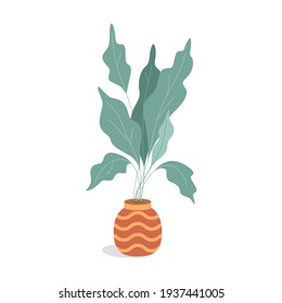 House plants and flower pots. Flowerpot in flat style. Vector illustration green plant in pot