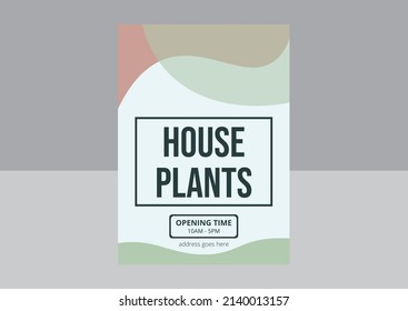 House Plants flyer template design. greenhouse, home garden, gardening, plant lover. A4 vector illustration for poster, banner, flyer, advertising.