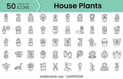 house plants Icons bundle. Linear dot style Icons. Vector illustration