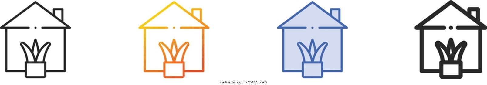 house plants icon.Thin Linear, Gradient, Blue Stroke and bold Style Design Isolated On White Background