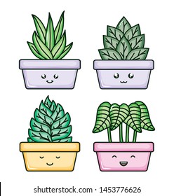 house plants kawaii comic characters