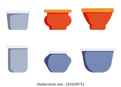 House plants pot set with different shape and size and color