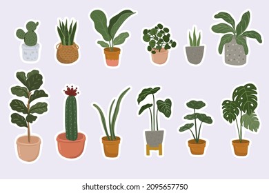 house plants in pot sticker collection