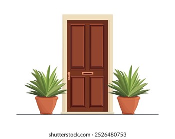 House plants in pots. Element for design house, room or office. Isolated element on white background.