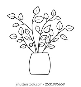 House plants in pots. Element for design house, room or office. Isolated element on white background.