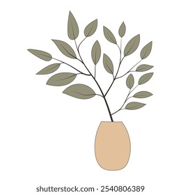 House plants in pots. Element for design house, room or office. Isolated element on white background.