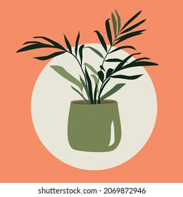 House plants in the pots. Trendy home decor with plants. Hygge. Vector. Flat illustration.