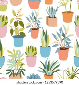 House plants seamless pattern