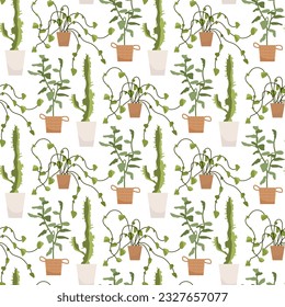 House plants seamless pattern. Vector illustration