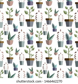 House plants seamless vector pattern