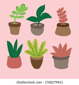 House plants set - Flowerpot vector
