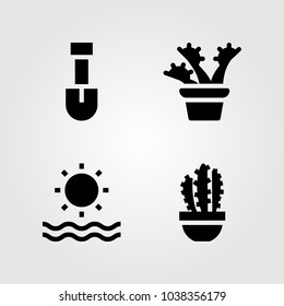 House Plants vector icon set. shovel, cactus, plant and carnivorous