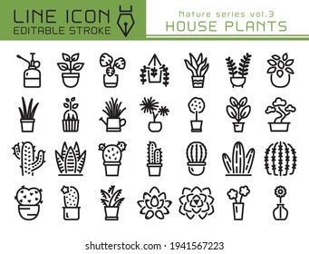 Juego de iconos vectoriales de plantas de la casa.  Icono de línea modificable.