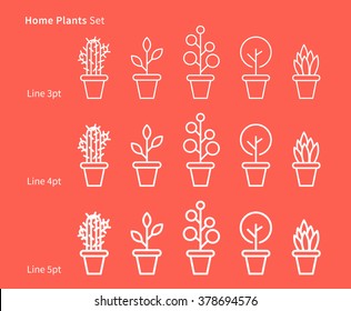 Plantas de la casa ilustraciones linfáticas de vectores lineales con plantas, macetas, cactus, hojas (hojas). Naturalmente (ecología, ecológica) las plantas de la casa concepto gráfico creativo. Instalaciones de casa ecológicas naturales.
