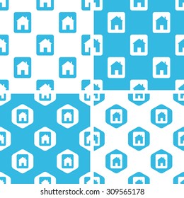 House plate patterns set, simple and hexagon, blue and white