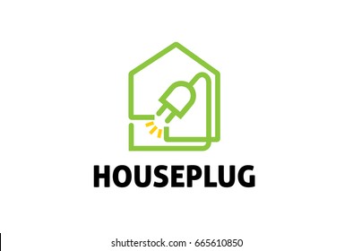 House Plug Cable Logo Vector Design Symbol Icon Illustration
