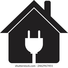 House with plug icon . House energy icon . Home icon with power efficiency . Vector illustration