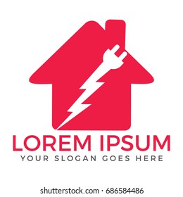 House Plug and thunderbolt creative and symbolic logo design illustration.