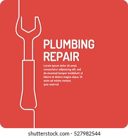 House and plumbing repair. Poster design services for building maintenance. Vector illustration.