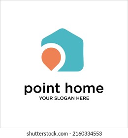 House point gather logo vector. Pin icon with home combination. Creative gps map point location symbol concept.