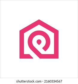 House point gather logo vector. Pin icon with home combination. Creative gps map point location symbol concept.