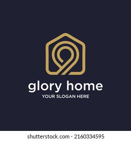 House point gather logo vector. Pin icon with home combination. Creative gps map point location symbol concept.
