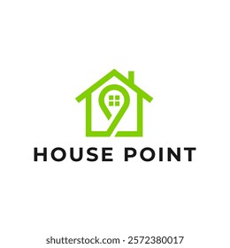 House point logo design vector template. Pin icon with home combination. .