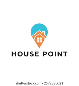 House point logo design vector template. Pin icon with home combination. .