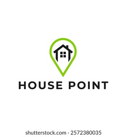 House point logo design vector template. Pin icon with home combination. .