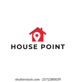 House point logo design vector template. Pin icon with home combination. .