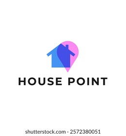 House point logo design vector template. Pin icon with home combination. .