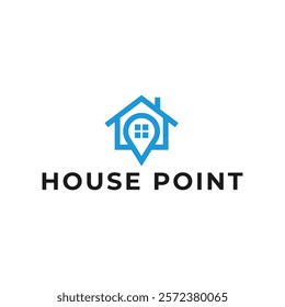 House point logo design vector template. Pin icon with home combination. .