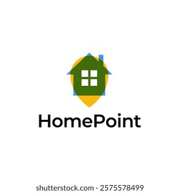 House point logo design vector template. Pin icon with home combination. .