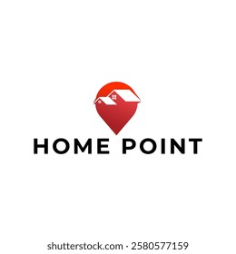 House point logo design vector template. Pin icon with home combination. .