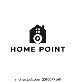 House point logo design vector template. Pin icon with home combination. .