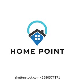 House point logo design vector template. Pin icon with home combination. .