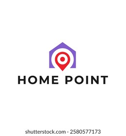 House point logo design vector template. Pin icon with home combination. .