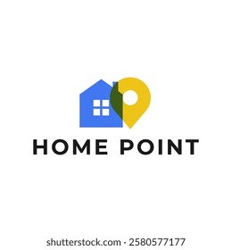 House point logo design vector template. Pin icon with home combination. .