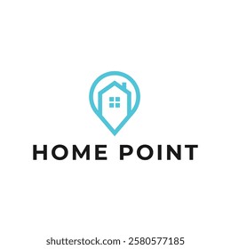 House point logo design vector template. Pin icon with home combination. .
